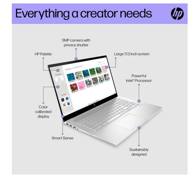 HP Envy 17-CH*|FHD|i7-1165G7|32GB RAM|1TB M2 G4 NVMe SSD|W11 Pro|5-in-1 USBC-HUB gallery