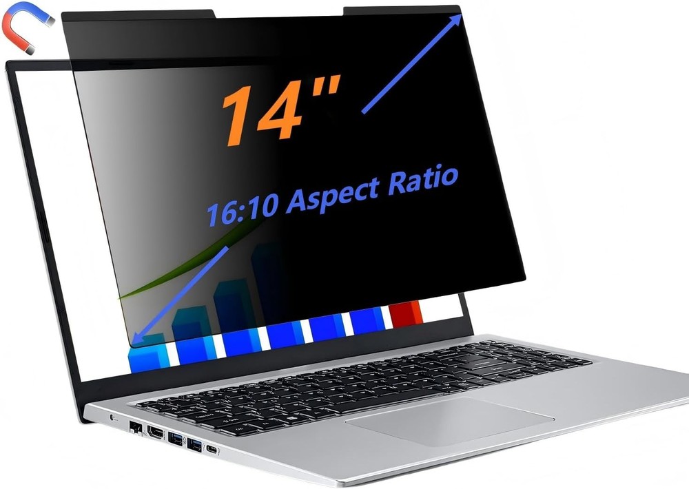 14-inch detachable anti-glare magnetic privacy screen for 16:10 laptops
