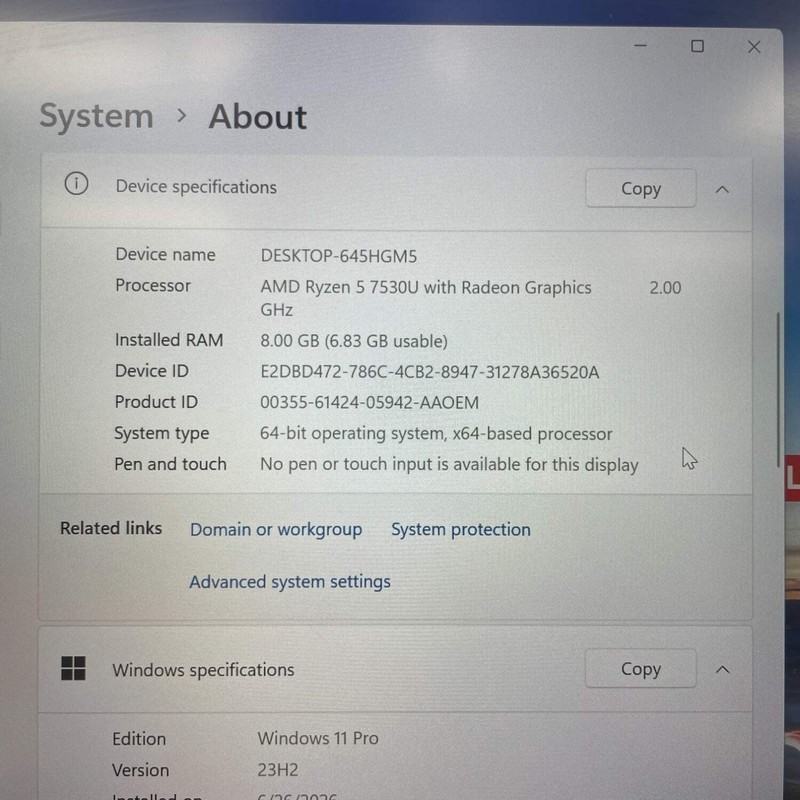 Lenovo ThinkPad E14 Gen 5 14" Ryzen 5 7530U 2.0GHz 8GB RAM 256GB SSD gallery