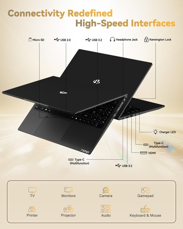 NIMO 15.6" Gaming Laptop 8 Cores AMD Ryzen 7 Pro 6850U 16GB LPDDR5 RAM 1TB SSD gallery