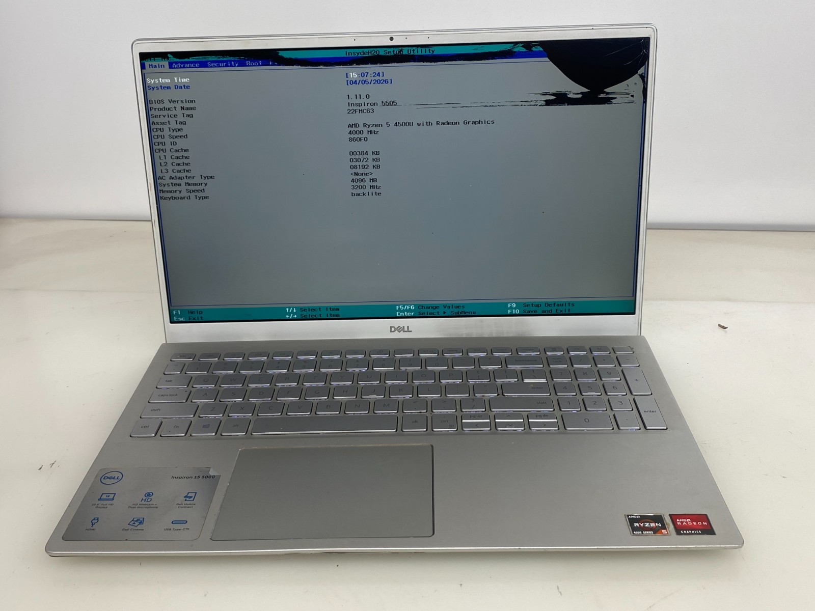 DELL INSPIRON 5505 RYZEN 5 4500U@4.00GHZ 4GB W10 *READ gallery