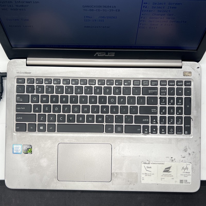 ASUS K501UW Intel i7 6500U 2.5GHz 8GB RAM GTX 960M No Drive No OS READ gallery
