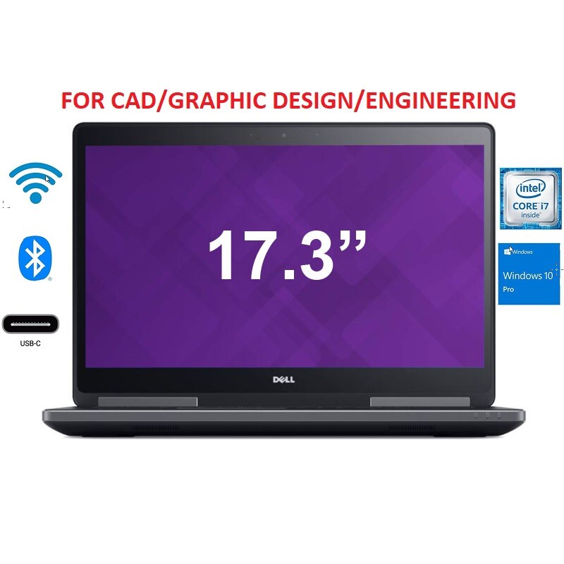Dell Precision 7730 Laptop 17.3" FHD Core i7-8750H 64GB RAM 1TB SSD Win 10/11Pro