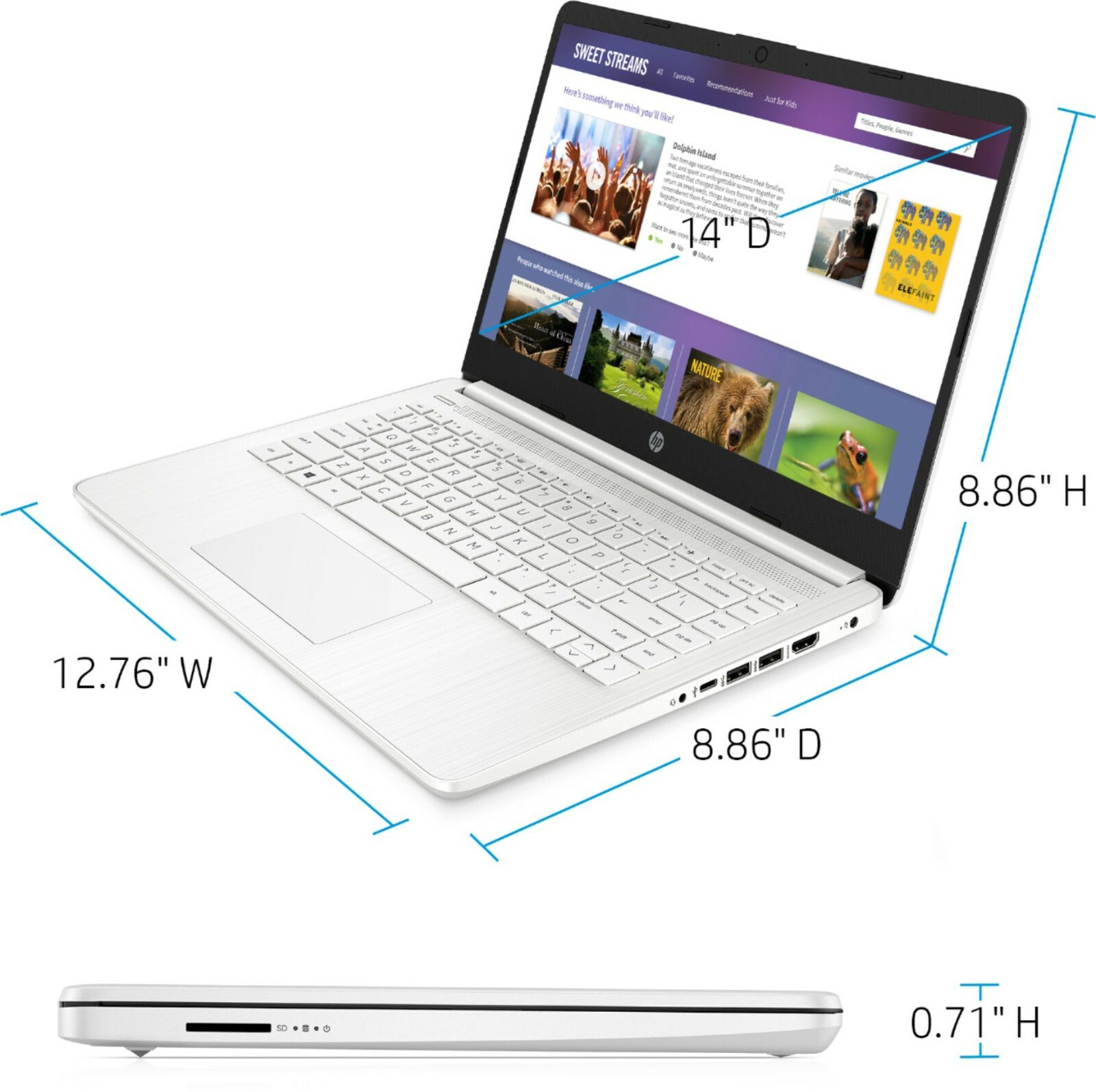 Newest HP 14'' HD Laptop Intel 4-Core CPU 16GB RAM 320GB (64+256) Win 11 White gallery