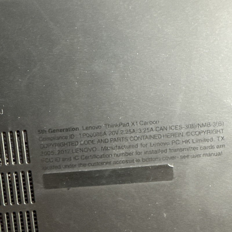 Lenovo ThinkPad X1 Carbon 5th Gen 14" i7-6600U 1TB SSD 8GB Ram NO OS/BIOS LOCKED gallery