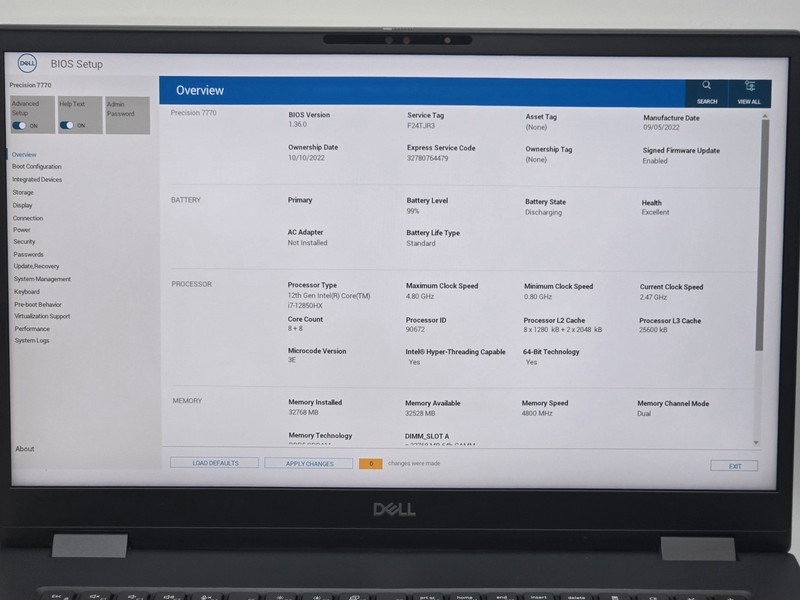 Dell Precision 7770 17" FHD I7-12850HX 1TB 32GB W11P RTX A1000 GPU Webcam IRCam gallery
