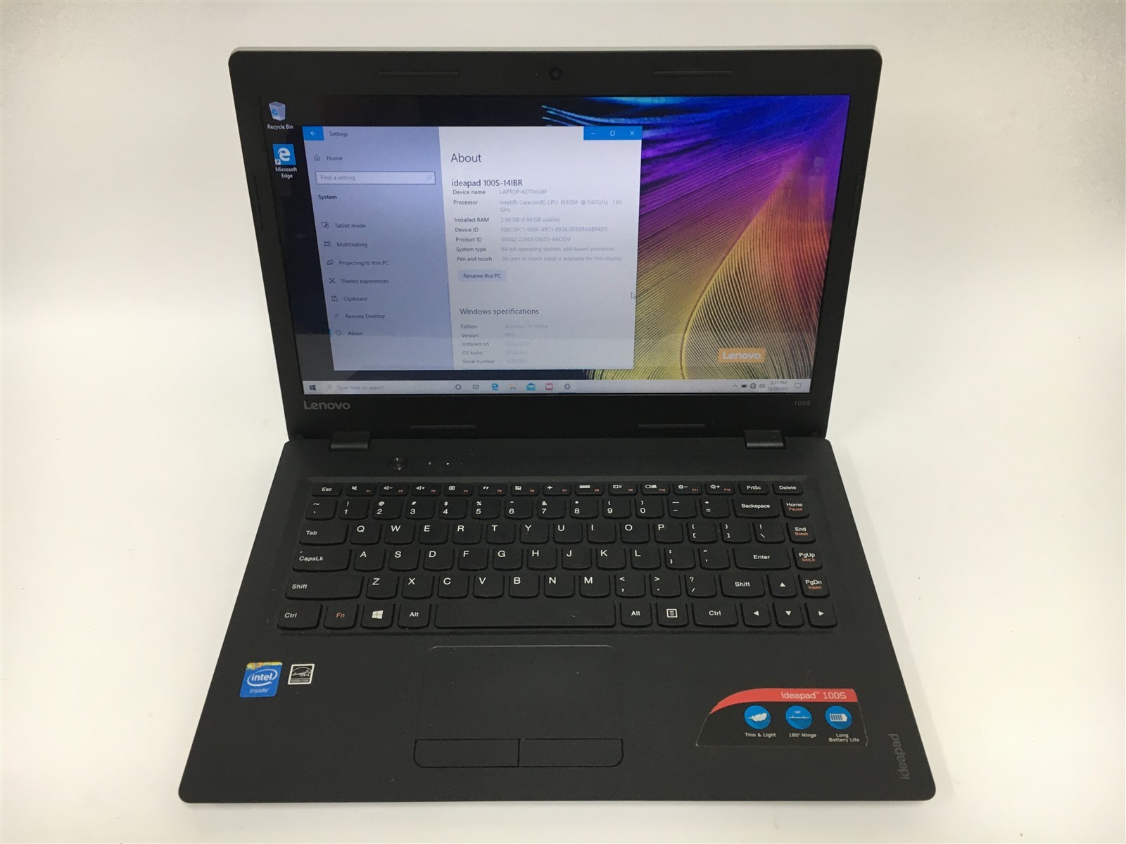 Lenovo IdeaPad 100S-14IBR 14" Celeron N3050 Dual-Core 2GB RAM 64GB SSD Win10Home gallery