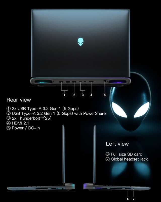 Dell Alienware 18 Area-51 144Hz QHD+ 2.7GHz Ultra 9 275HX 64GB 2TB RTX 5080 gallery
