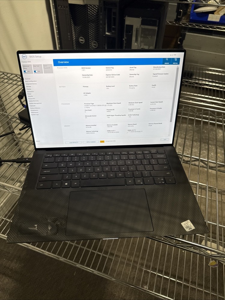 Dell Precision 5550 Laptop Intel i7-10850H@2.7GHz 8GB RAM unknown GPU