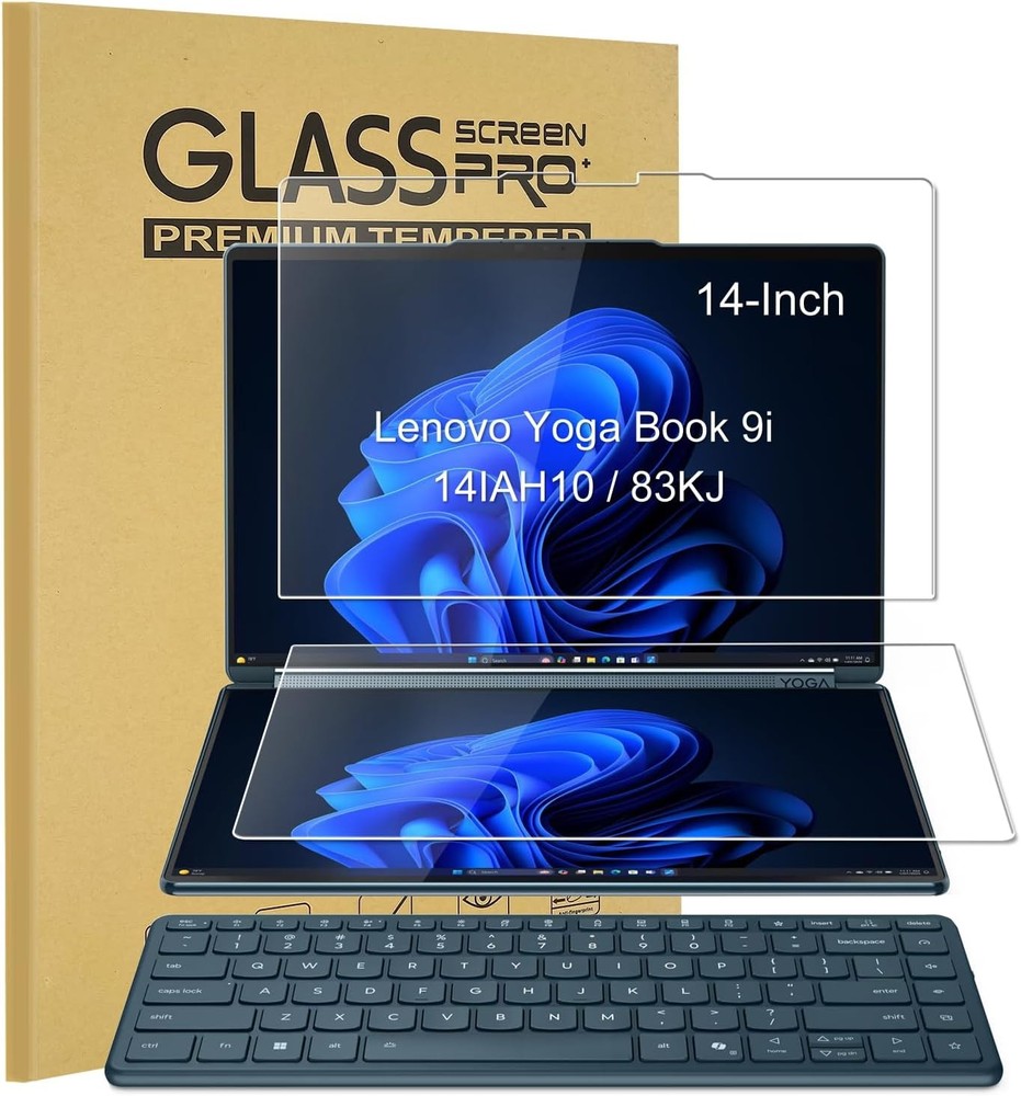 2-Pack Tempered Glass Screen Protectors for 2025 Lenovo Yoga Book 9i Dual 14