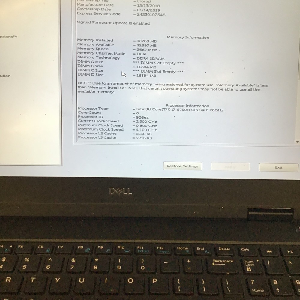 Dell Precision 7530 i7-8750H NVIDIA Quadro P2000 | No Drive | 32GB RAM | No OS