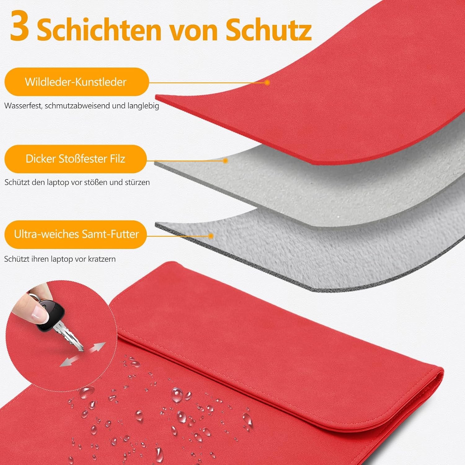 Red Laptop Sleeve for 15-16 Inch MacBook Pro 16 M5/M4/M3/M2/M1 Pro/Max A3428 A34 gallery