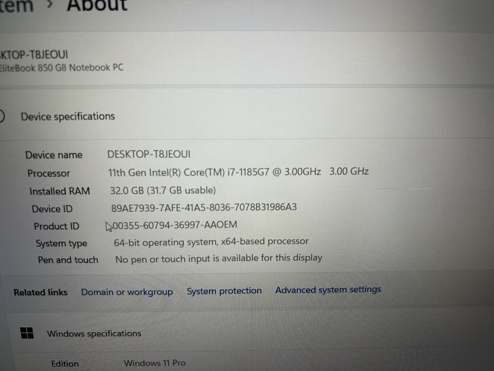 HP EliteBook 850 G8 Laptop, 11th Gen Intel i7, 32GB RAM, 512GB SSD, Win 11 Pro gallery