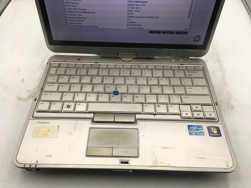 HP ELITEBOOK 2760P - BOOTS TO BIOS - INTEL I5 2540M - NO RAM - READ DESCRIP - BB gallery