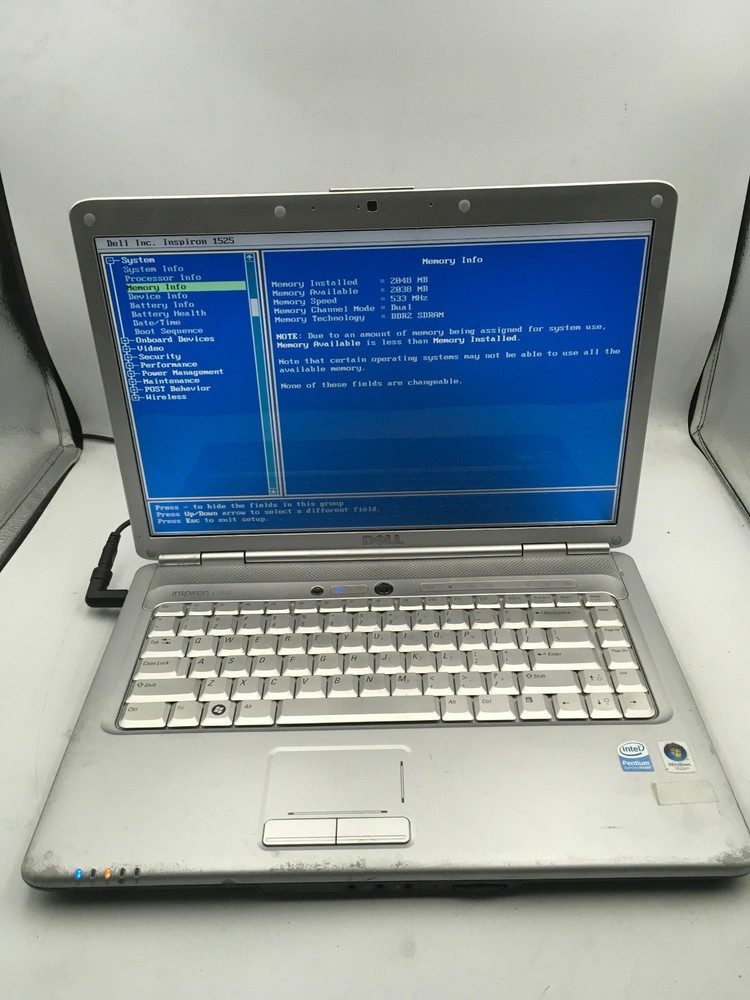 DELL INSPIRON 1525 - BOOTS TO BIOS - INTEL CORE 2 DUO - 2GB RAM - READ DESC - BB