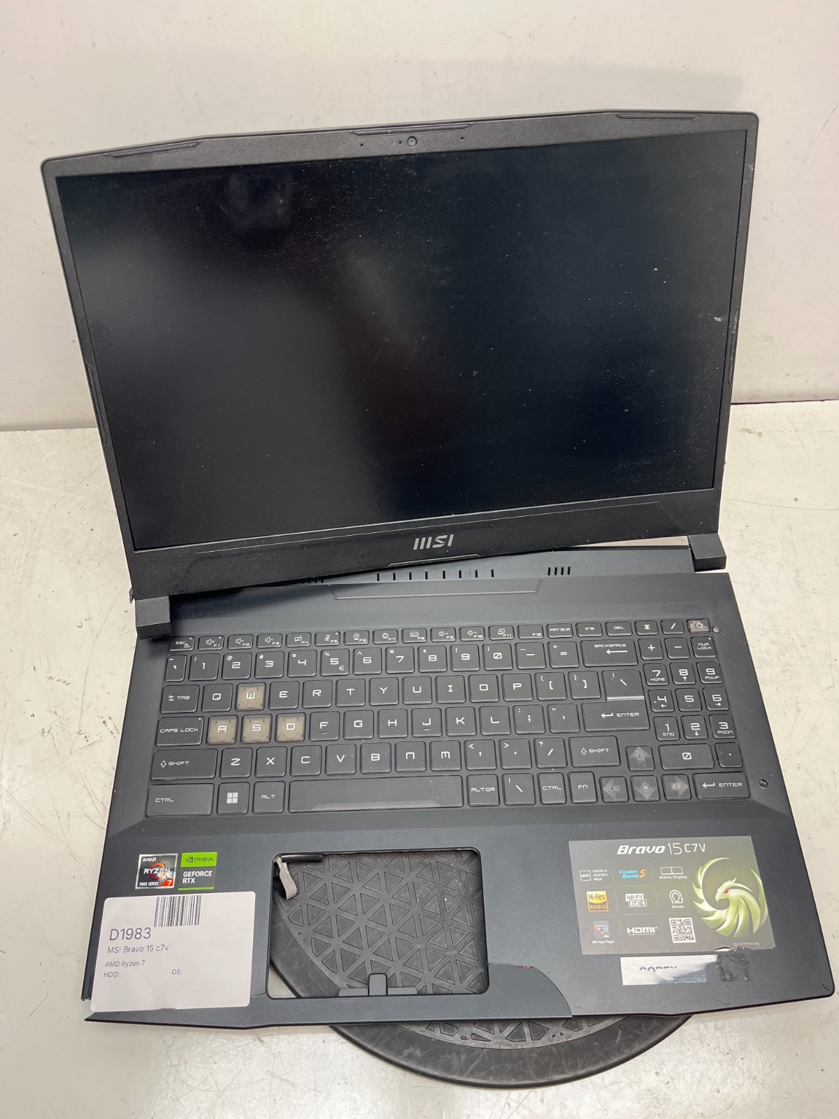 MSI Bravo 15 c7v AMD Ryzen 7 7000 Series Nvidia RTX 4050 - Parts/Repair gallery