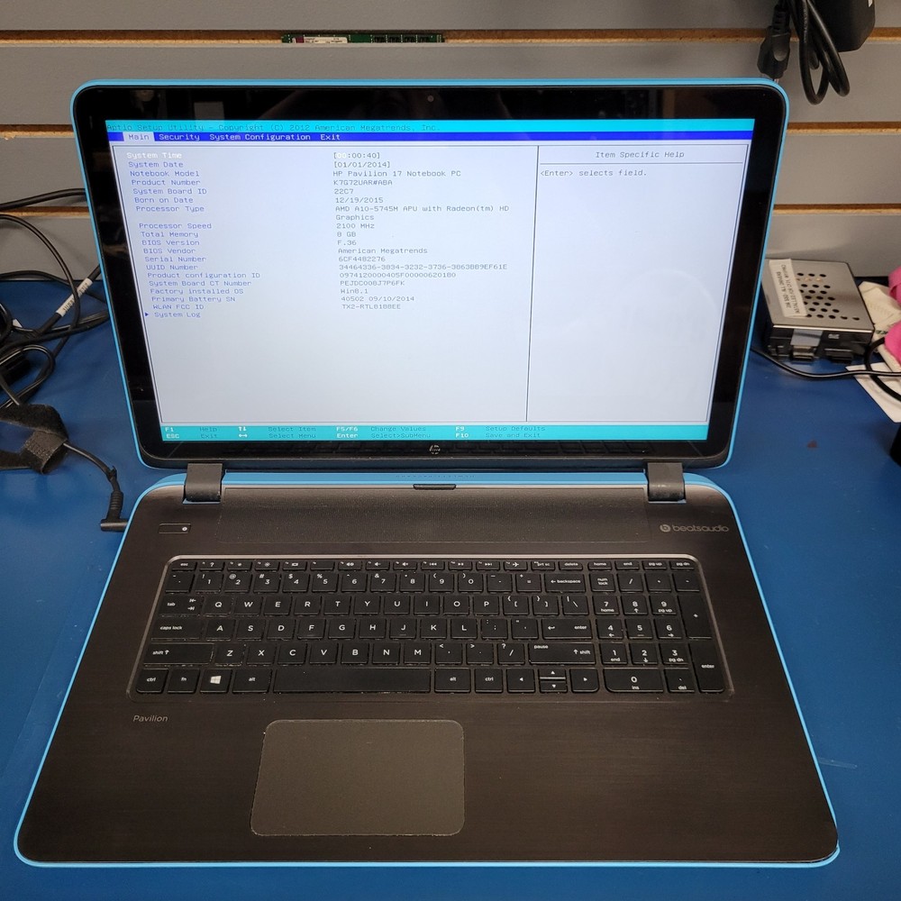 HP Pavilion 17-f233nr AMD A10- 5745m @2.10 GHz/ 8 GB RAM / 1 TB HDD Windows 11