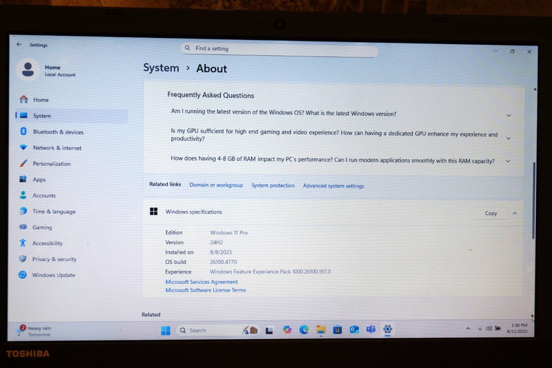 Active 24H2 WIN11 Pro Toshiba C55-C5381 Gen5 i7@2.40GHz,8GB RAM 480GB SSD gallery