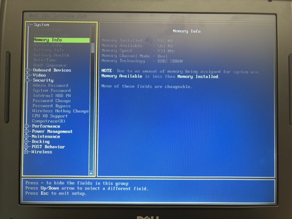 Dell Latitude D520 14" Laptop Intel Core 2 512MB RAM 60GB HDD( no os, charger)
