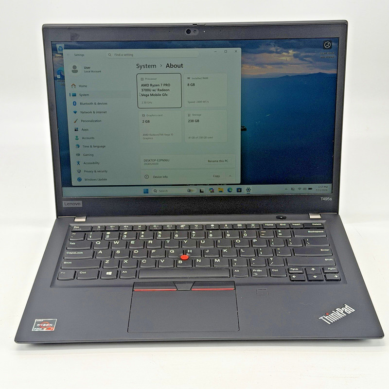 Lenovo ThinkPad T495s AMD Ryzen 7 Pro -3700 2.3 GHz 8 GB RAM 256 GB SSD (NVMe) gallery
