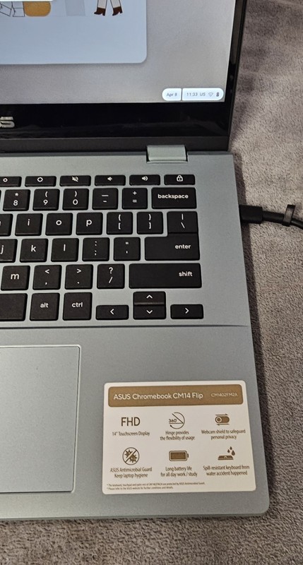 💻Asus Chromebook CM1402FM2A-WS44FT 14" MT Kompanio 520 4GB 64GB eMMC Read Desc. gallery