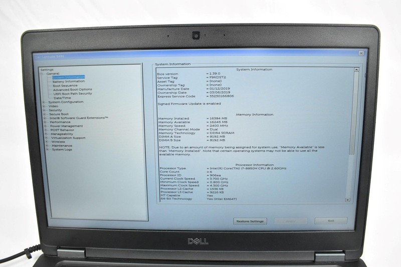 Dell Latitude 5491 Laptop i7-8850H 2.6GHz 16GB 256GB SSD No OS 14" *See Details* gallery
