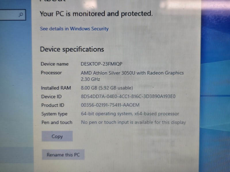 HP 14-dk1003dx 14" Laptop Notebook AMD Athlon Silver 3050U 8GB RAM 128GB HD gallery