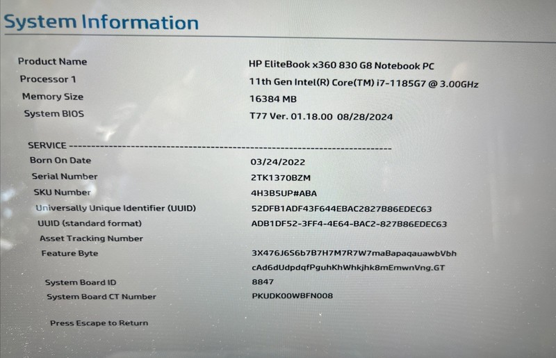 HP Elitebook X360 830 G8 Core I7 -1145G7 2.6GHz 16GB RAM 256GB 13.3” *** NO OS gallery