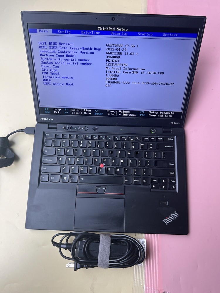 Lenovo Thinkpad x1 carbon i5-3427U 4GB RAM 0GB HDD BOOT TO BIOS
