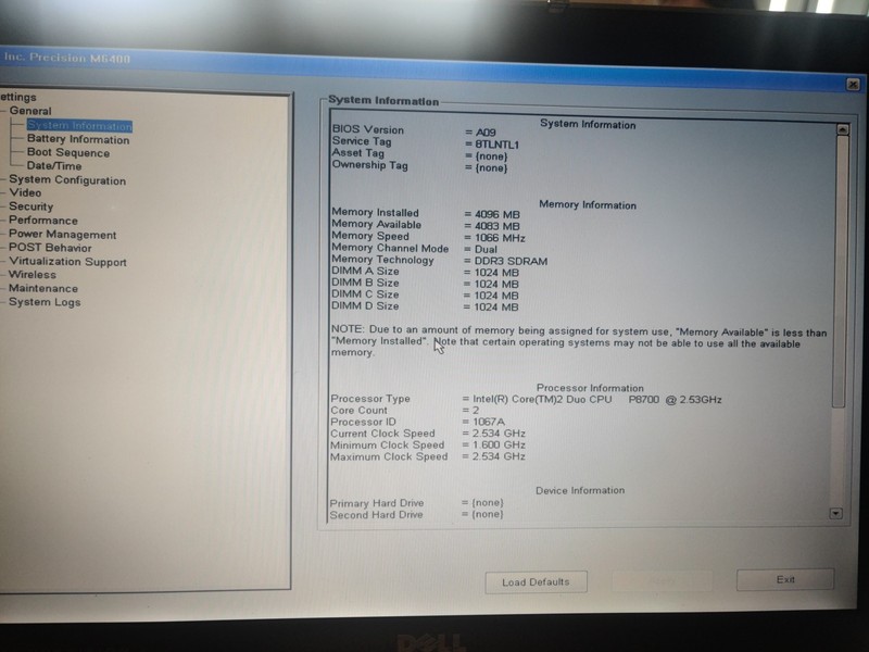 DELL PRECISION M6400 DUO P8700 17.3" WXGA+ 4GB RAM | NO OS NO HDD LAPTOP TESTED gallery