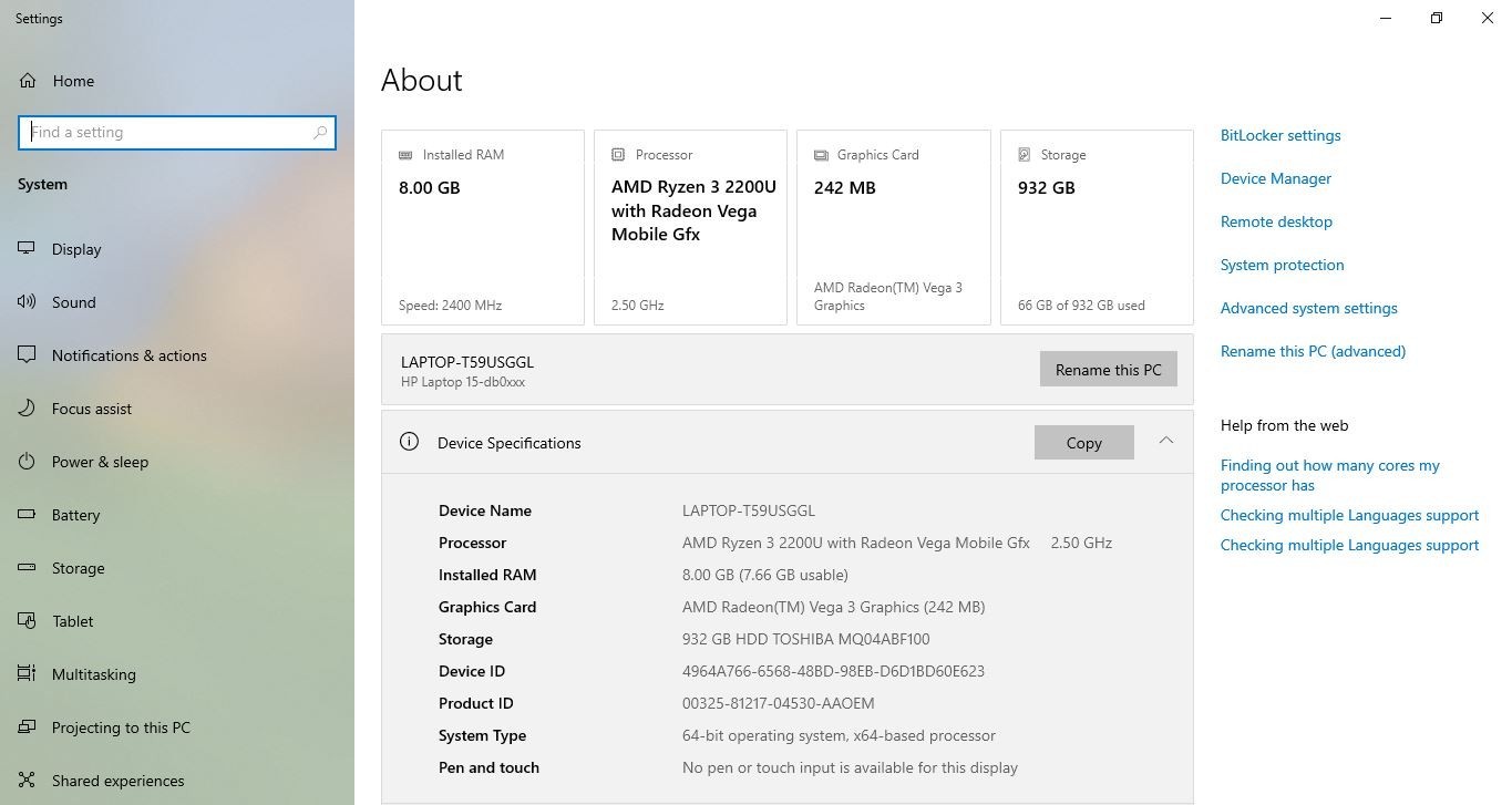 HP 15-DB0051OD Laptop | AMD Ryzen 3 2200U | 8GB RAM | 1TB HDD | READ gallery