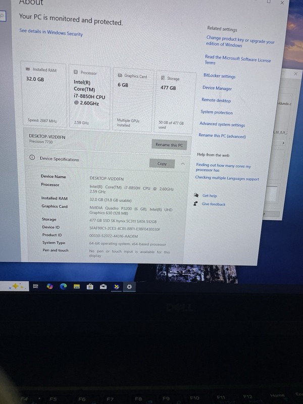 Dell Precision 7730 17.3” i7-8750H 32GB 512GB NVMe Quadro P3200 6GB Win10 Pro gallery