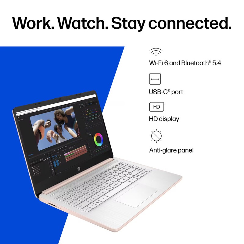 HP - 14" Laptop - Intel N150 Processor - 4GB Memory - 128GB UFS - Pale Rose Gold gallery