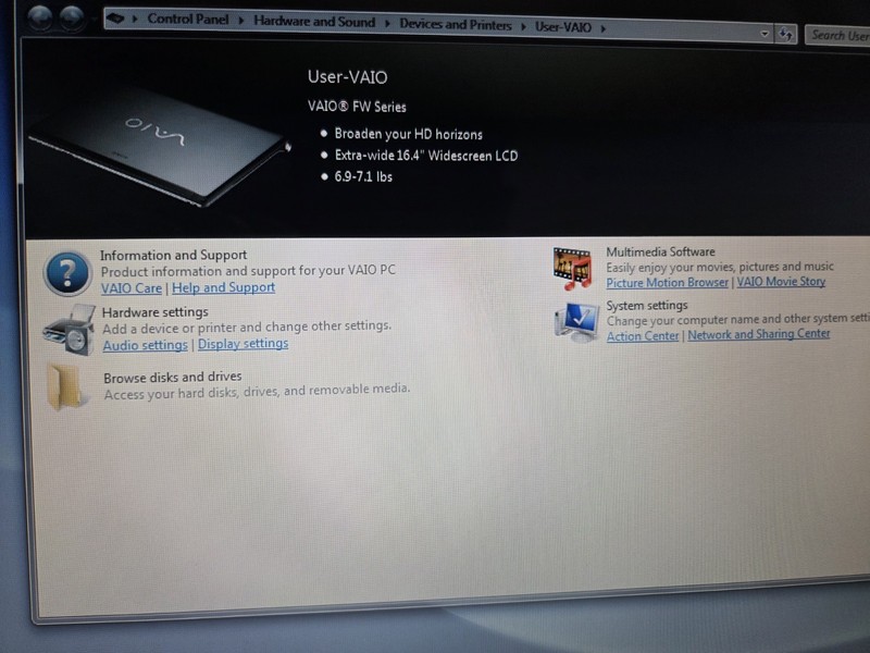 Sony VAIO VGN-FW510F 16.4" Display Intel Core 2 Duo Radeon 4650 Gpu Factory gallery