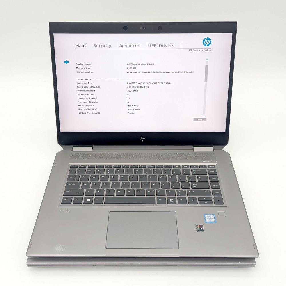 Lot of 2 HP ZBook Studio G5 - Intel Core i5 8th Gen 8GB RAM 256GB SSD No OS/AC