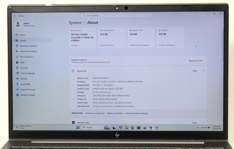 HP Zbook Firefly G8 15.6" 2.8GHz i7-1165G7 256GB SSD 16GB RAM Win 11 ; 6177669 gallery