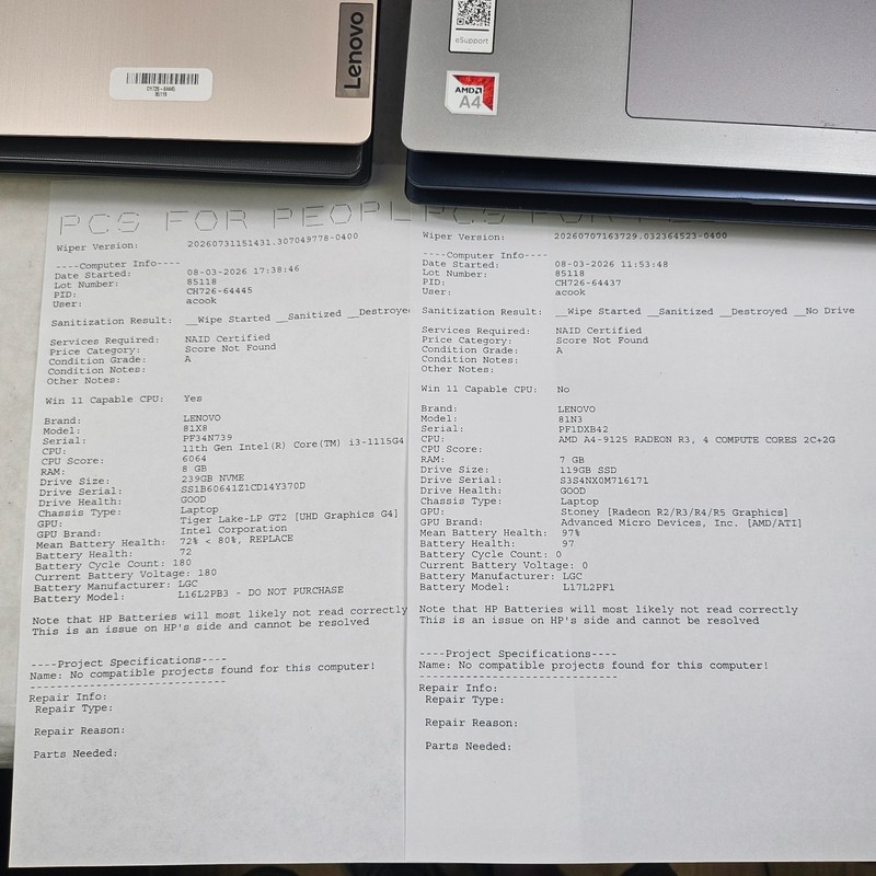 Lot of 7 Lenovo IdeaPad Laptops Mixed Model and Specs *See Description* gallery