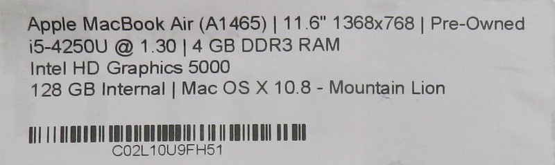 2013 MacBook Air 11" A1465 i5-4250U @ 1.3 GHz 4GB RAM 128GB SSD macOS X gallery