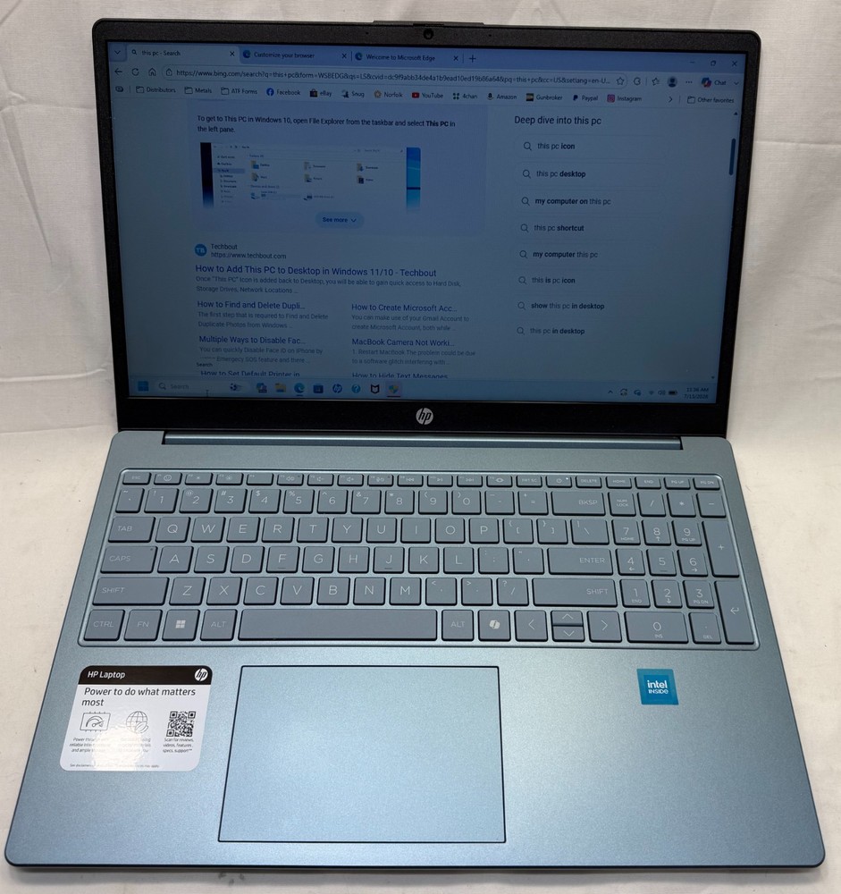 HP 15-fd0082wm Intel N200 1GHz 15.6" 128GB 16GB DDR4 SDRAM Laptop Near Mint