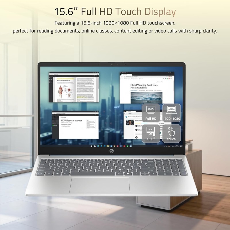 HP 15.6" FHD Touchscreen Laptop Intel 8-Core i3-N305 16GB RAM 512GB SSD Win 11 P gallery