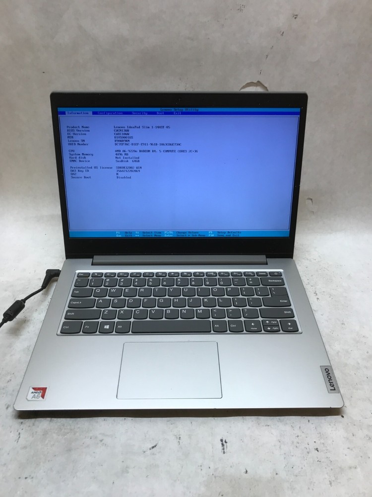 Lenovo IdeaPad Slim 1-14AST-05 AMD A6-9220e 4GB RAM 64GB SSD For Parts READ - DW