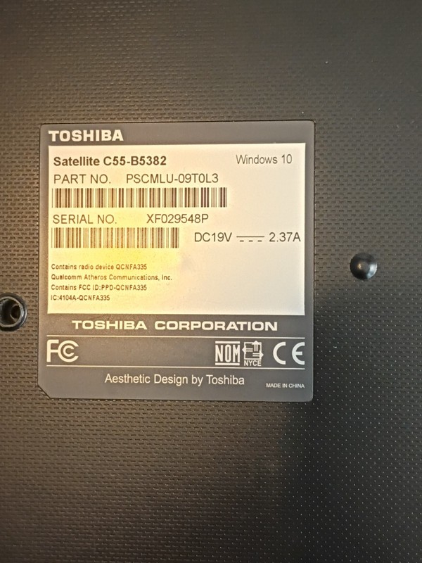 FOR PARTS Toshiba Satellite C55-B5382 Intel Pentium No HDD 15.5" gallery