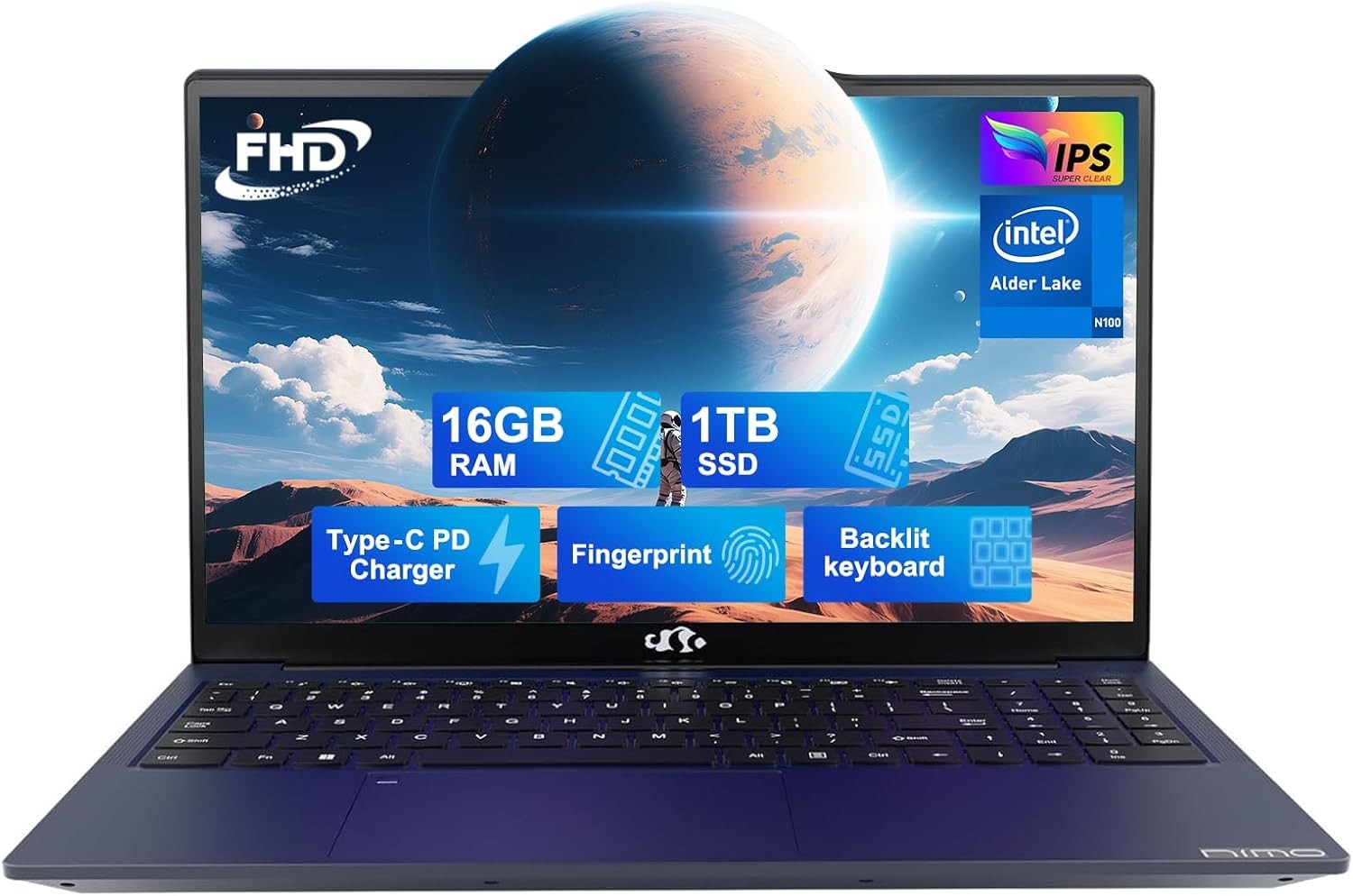 NIMO 15.6 IPS-FHD-Laptop 16GB RAM 1TB SSD Intel Pentium Quad Core N100 WiFi 6 gallery