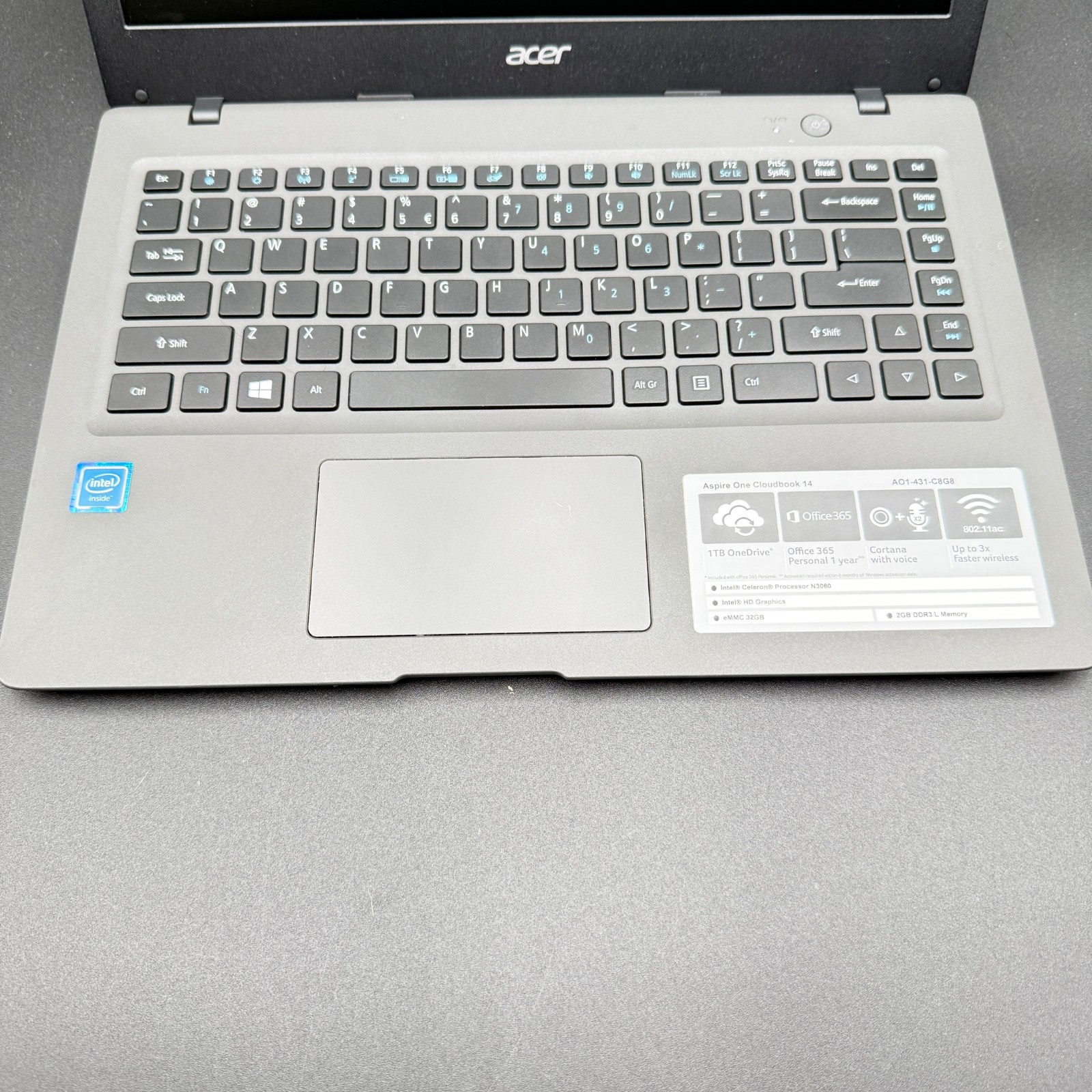 Acer Aspire One Cloudbook 14" Laptop AO1-431-C8G8 Intel N3060 32GB eMMC 2GB gallery