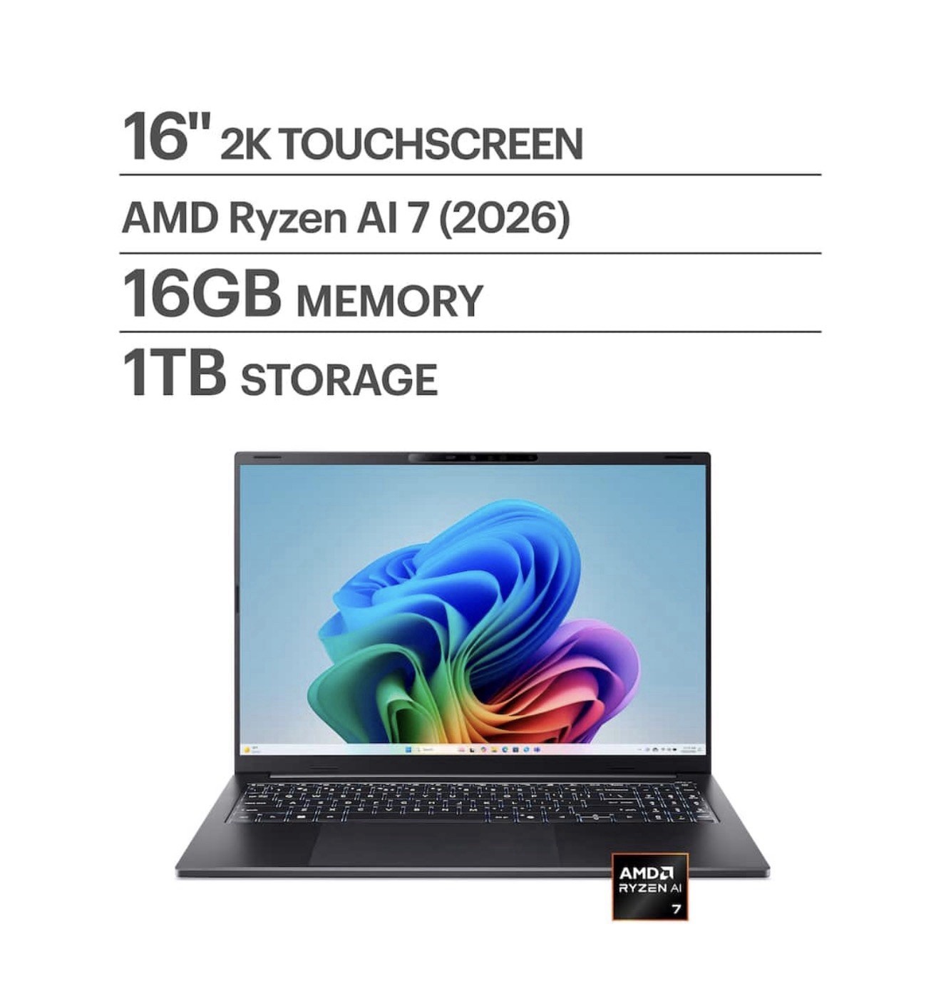 Acer Swift Go 16 AI 16" WUXGA Laptop | Ryzen AI 7 445 | 16GB RAM | 1TB SSD | New gallery