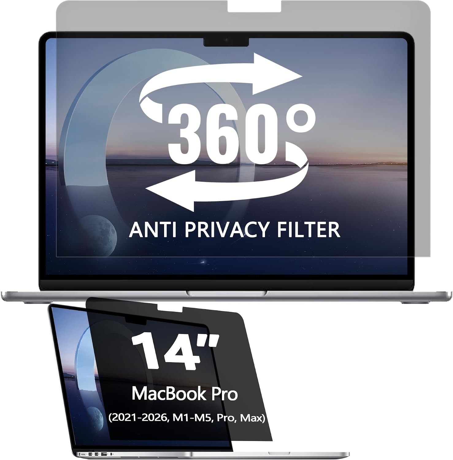 360° Privacy Screen Protector for MacBook Pro 14 Inch (2021-2026, M1-M5, Pro, Ma gallery
