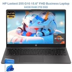 HP Lastest 255 G10 15.6″ FHD Laptop AMD Ryzen 7 7730U Up to 64GB Windows 11 Pro