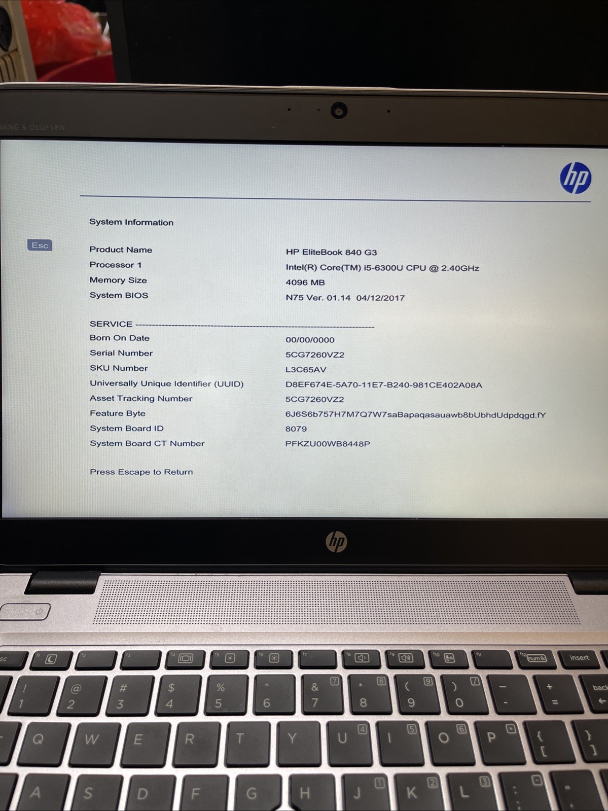 HP EliteBook 840 G3 14" Laptop i5-6300U 4GB RAM gallery