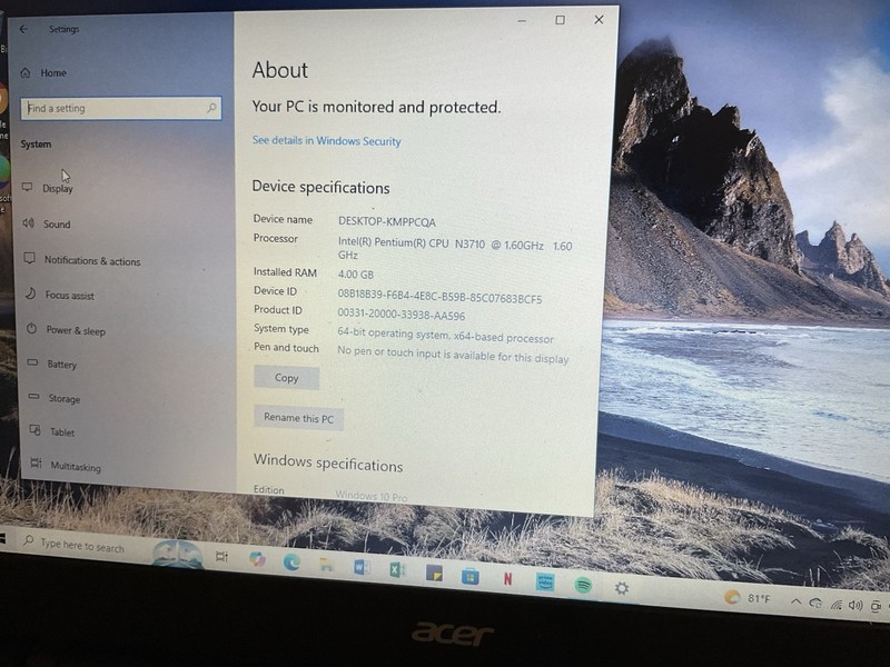 ACER SWIFT SF114-31-P5L7 LAPTOP INTEL PENTIUM N3710 1.6GHZ EMMC 128 G HD gallery