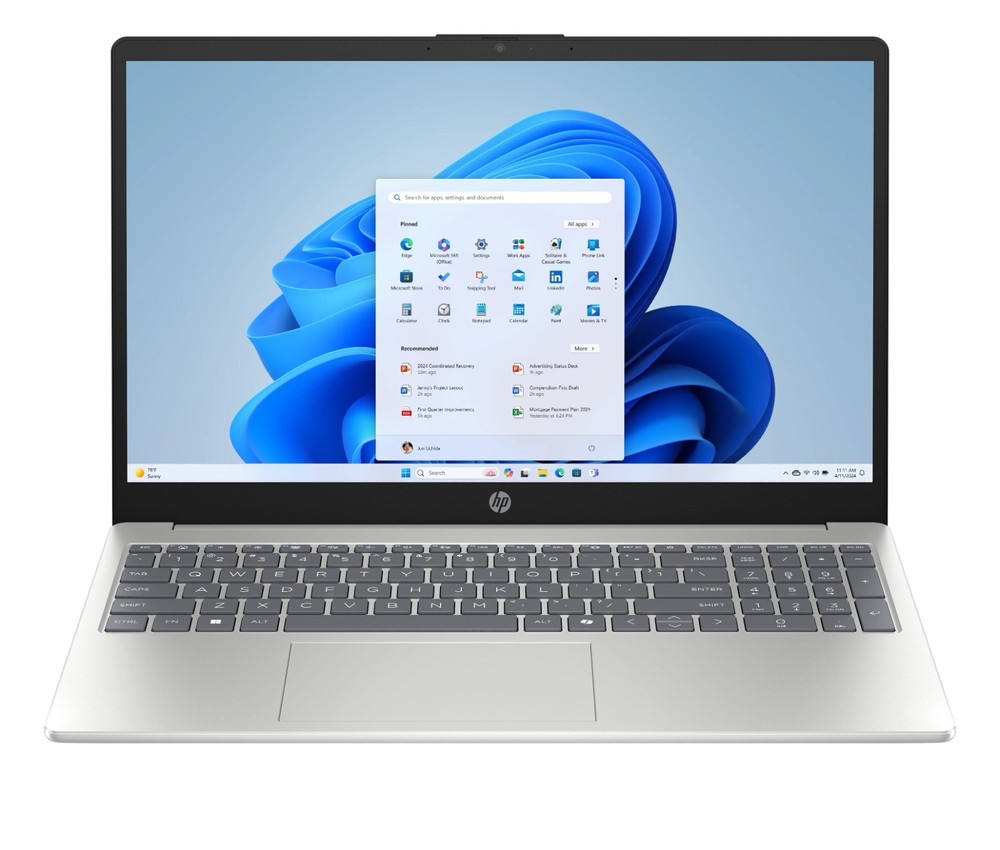 HP 15.6 FHD Intel Core 7 150U AI Laptop (2025) 16GB RAM 512GB SSD Natural Silver